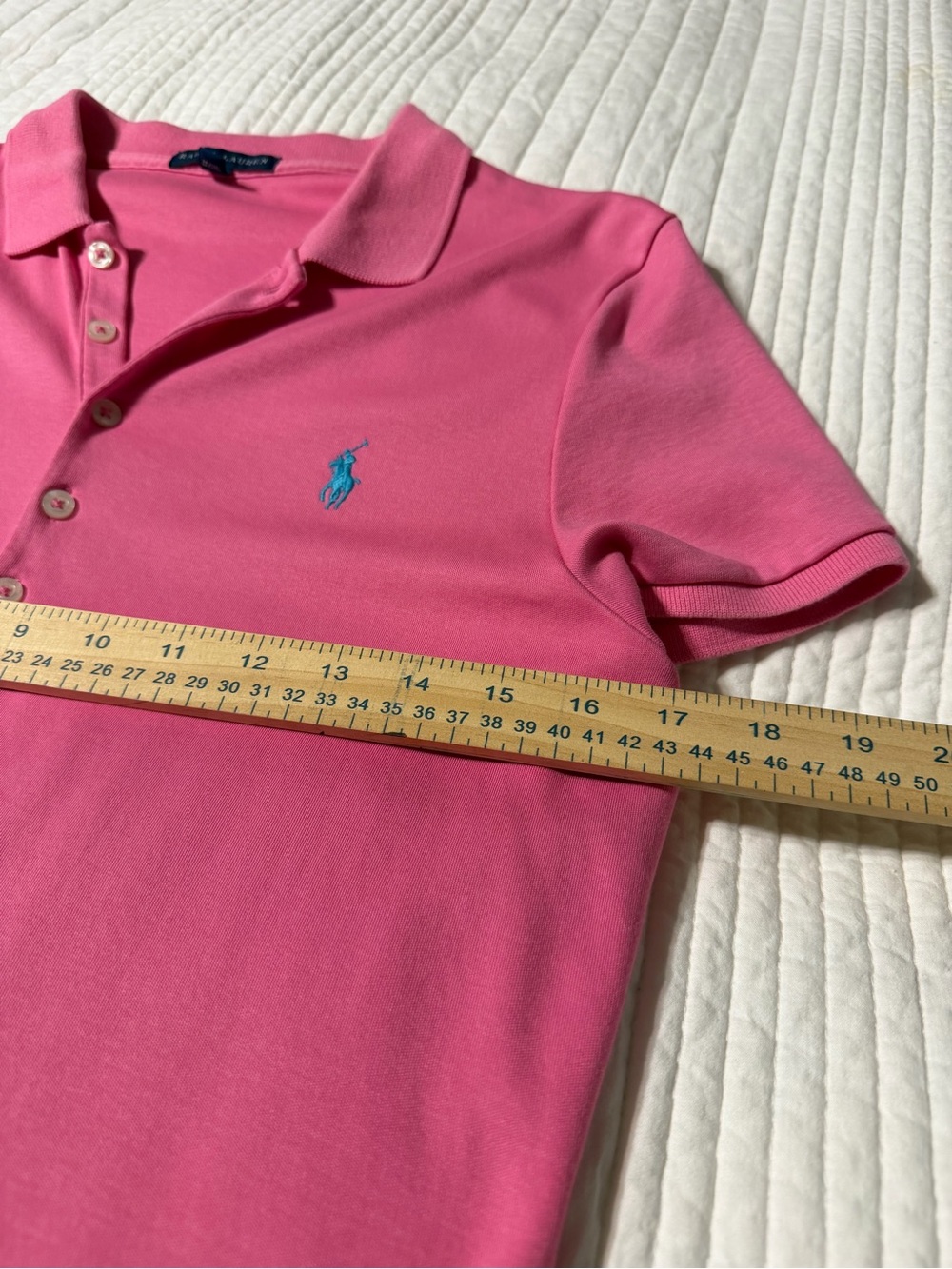 Ralph Lauren Pink Polo Shirt Dress Blue Pony Short Sleeve Cotton L Large - Picture 4 of 6